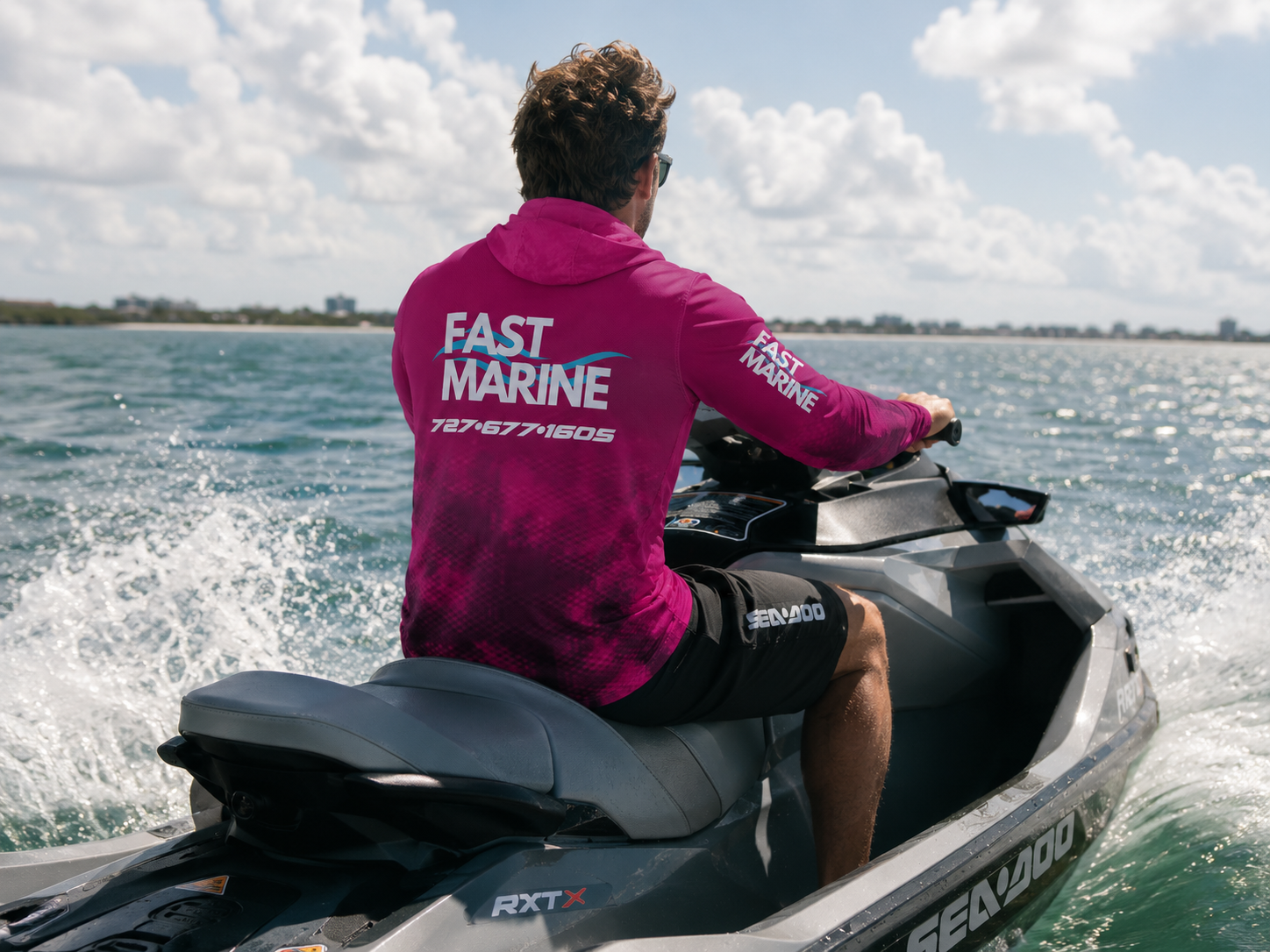 Fast Marine Hooded Performance Sun Shirt - Pink