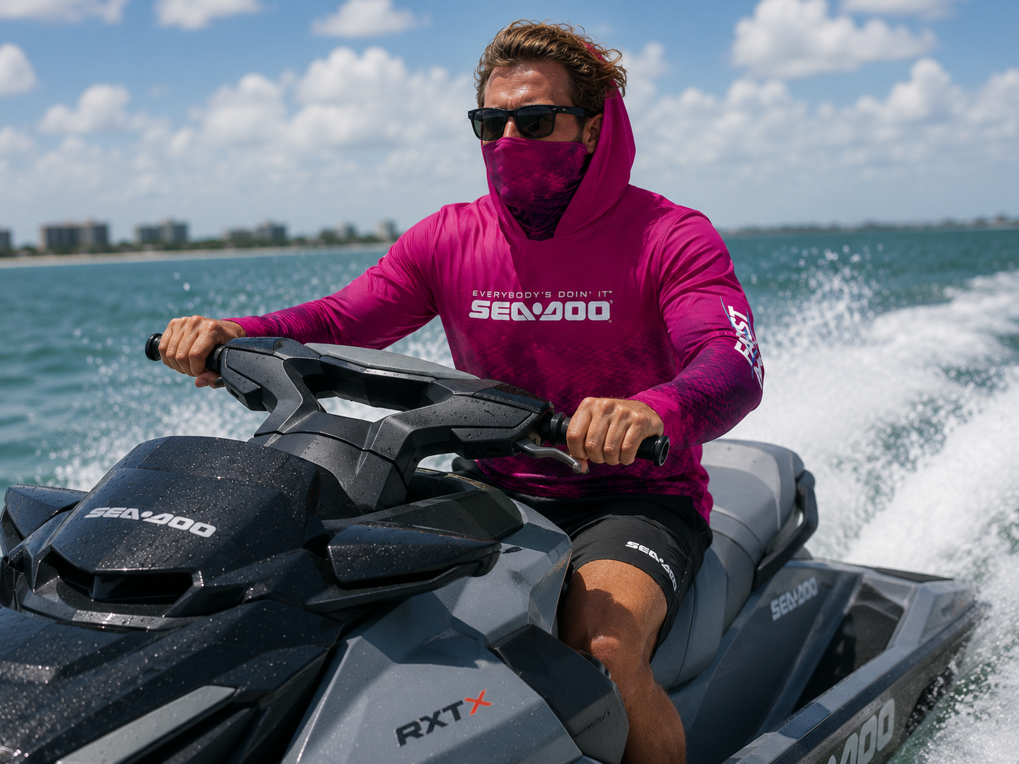 Fast Marine Hooded Performance Sun Shirt - Pink