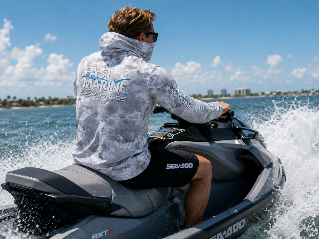 Fast Marine Hooded Performance Sun Shirt  - Arctic Camo