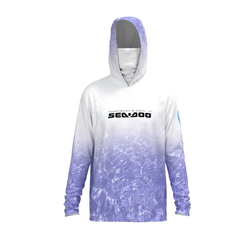 Fast Marine Hooded Performance Sun Shirt - White & Purple