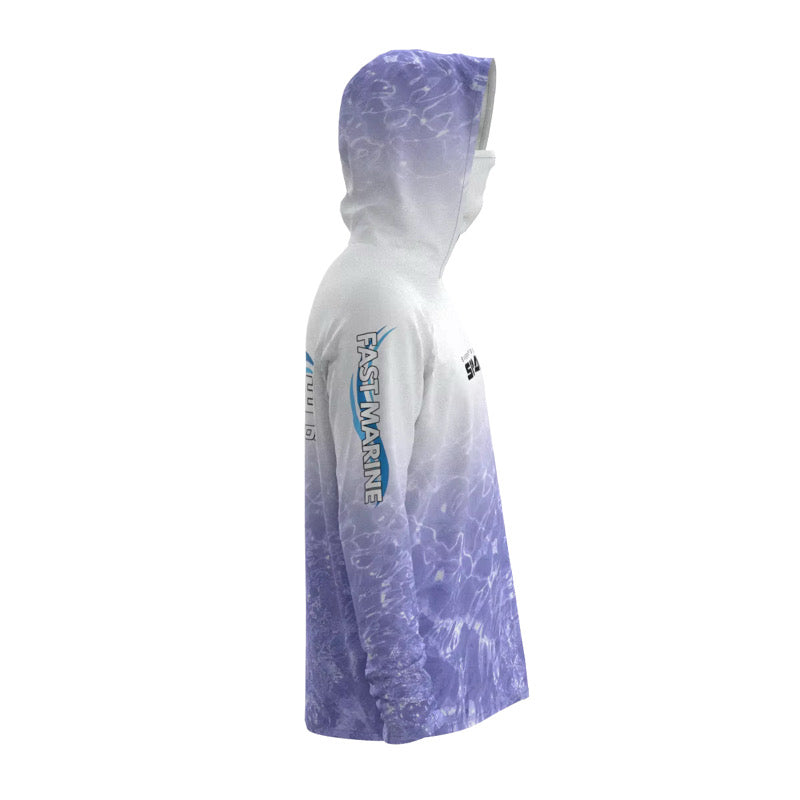 Fast Marine Hooded Performance Sun Shirt - White & Purple