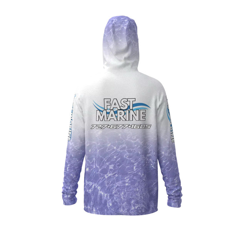 Fast Marine Hooded Performance Sun Shirt - White & Purple
