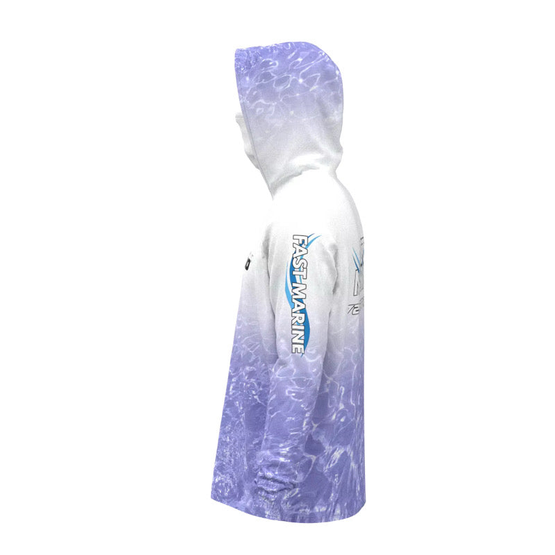 Fast Marine Hooded Performance Sun Shirt - White & Purple