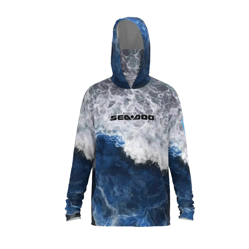 Fast Marine Hooded Performance Sun Shirt - Grey & Navy