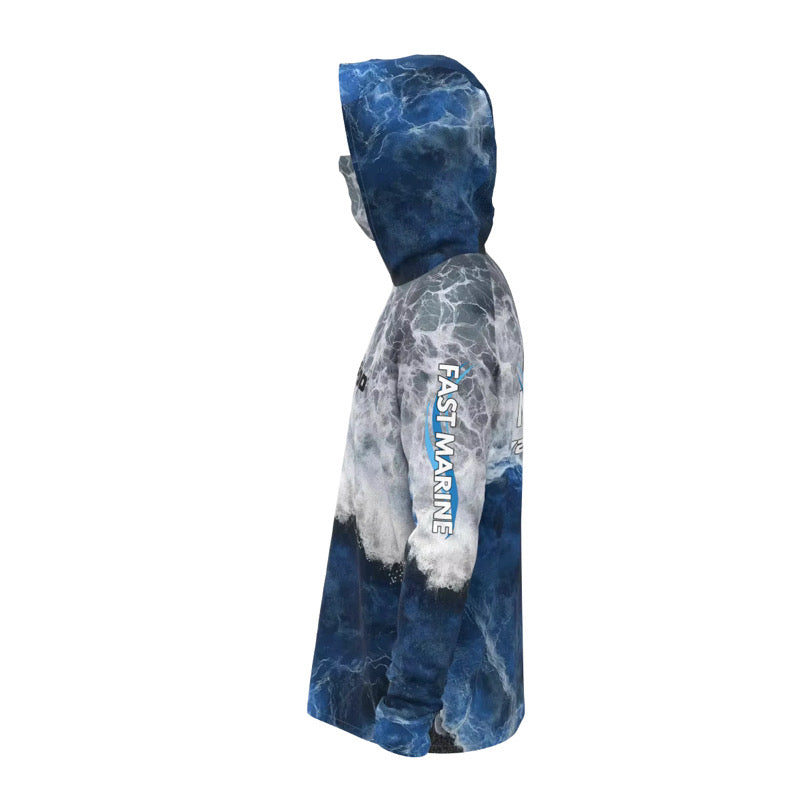 Fast Marine Hooded Performance Sun Shirt - Grey & Navy
