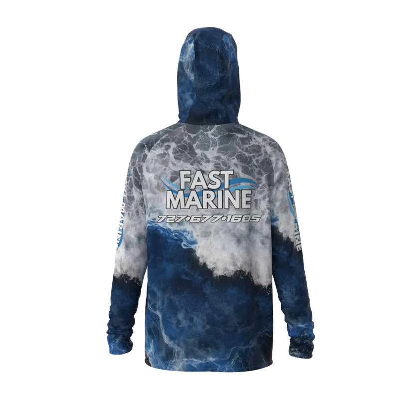 Fast Marine Hooded Performance Sun Shirt - Grey & Navy